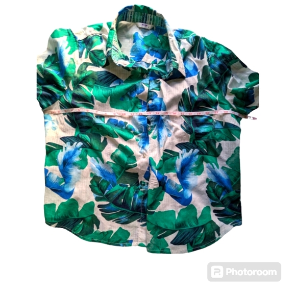 Women's Button Down Blouse/Top. Blue, Green and White. Size 18p. Alia Petite. - Picture 3 of 8